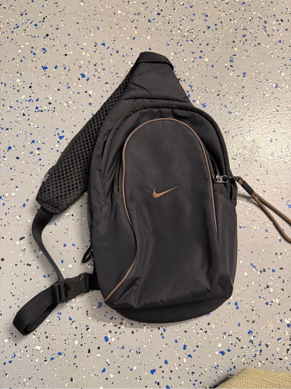 Nike Black crossbody Sling Bag with Brown Trim